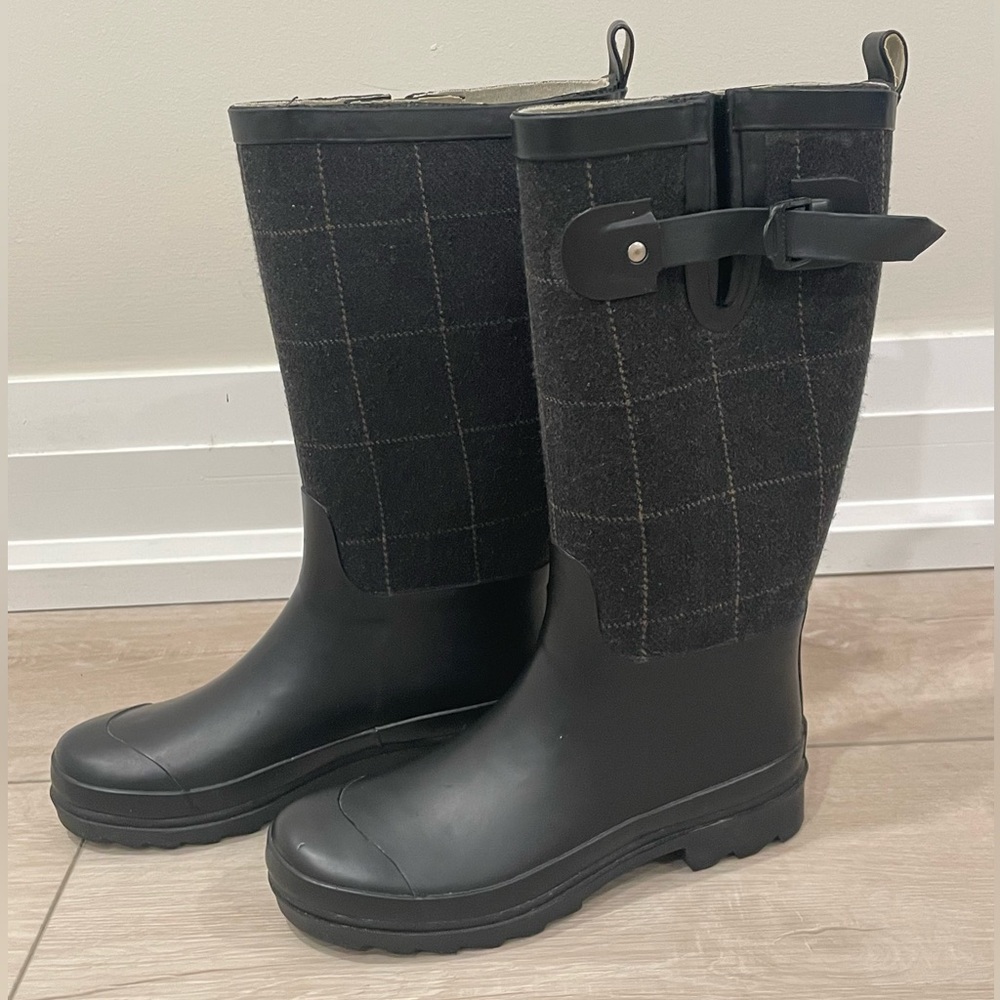 Black Plaid Rain Boots Roberto Vianni